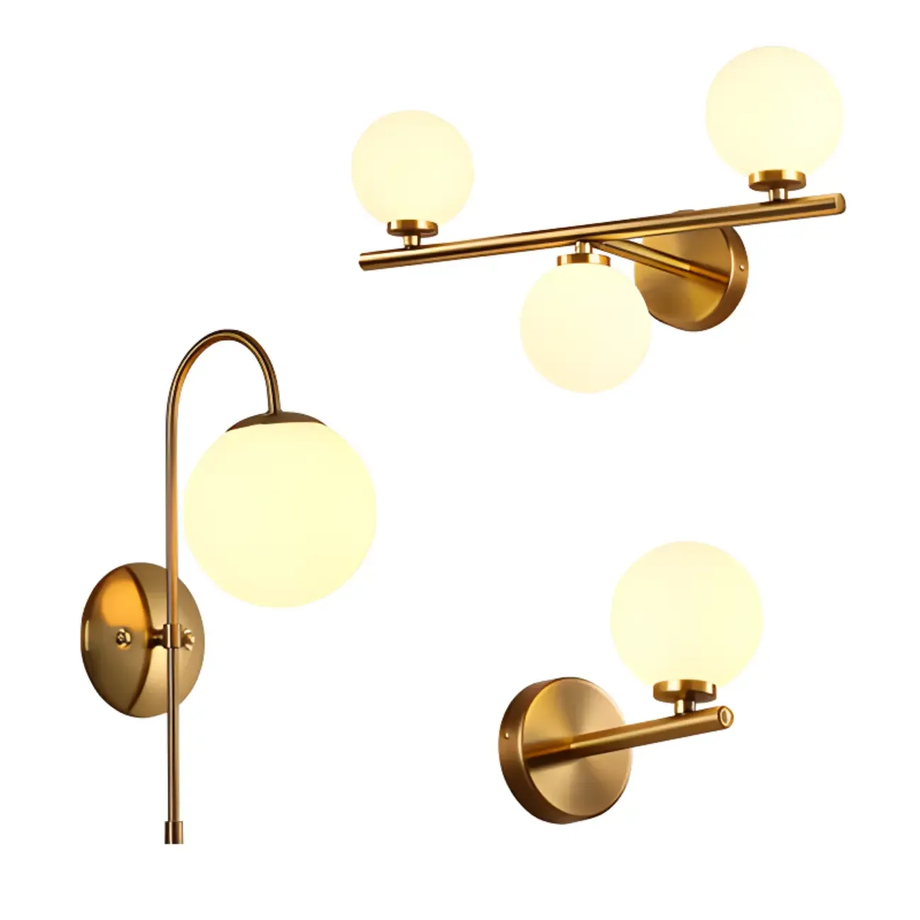 Medieval Vanity Mirror Light with Globe White Glass Shade Image - 5