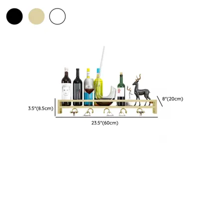 Simple Rectangle Black Wall Mounted Metal Wine Rack #size