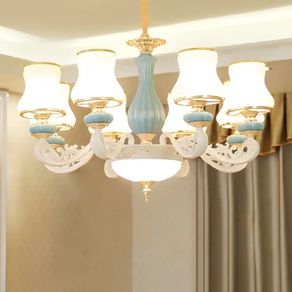 Vintage Elegant Adjustable Chandelier with Porcelain  Image - 17