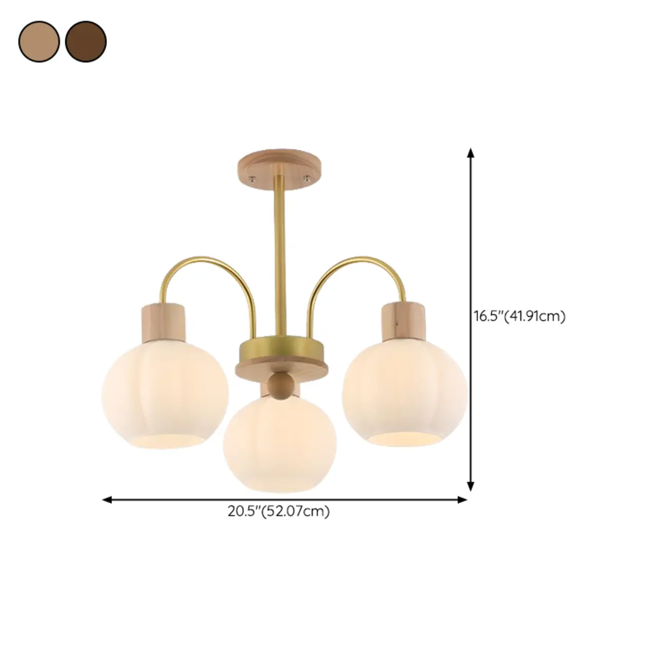Modern Wood White Chandeliers with Glass Ball Shape  #size