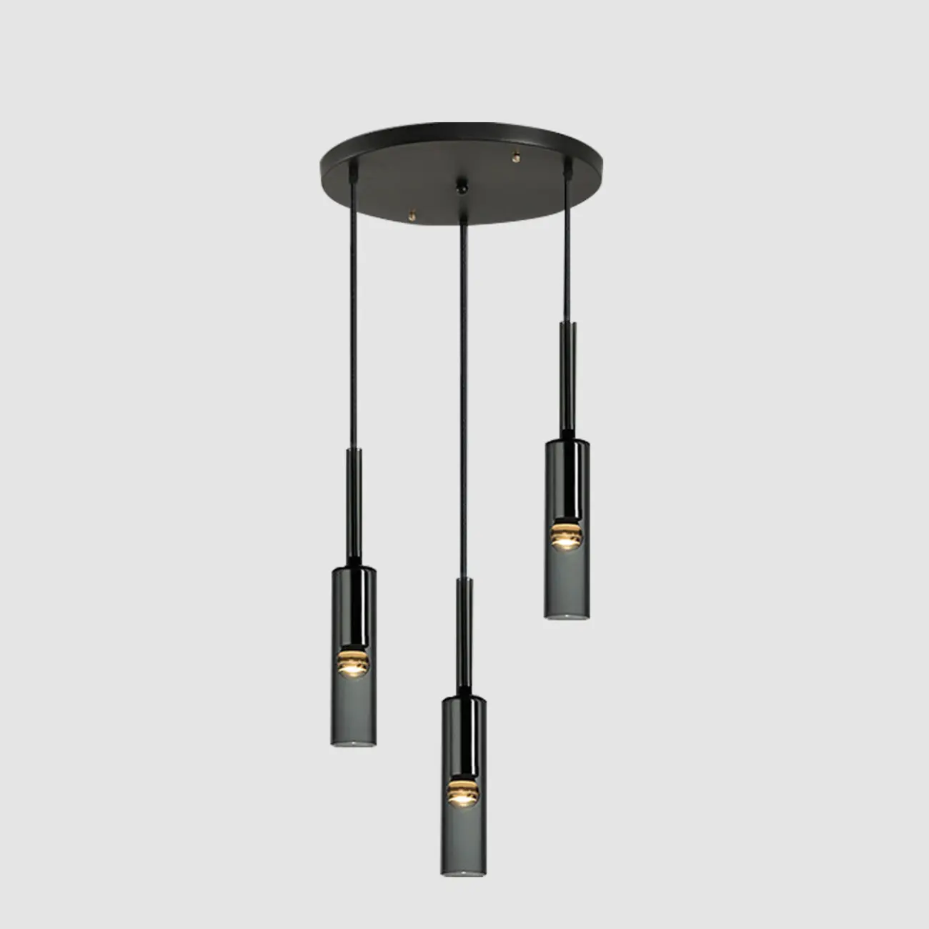 Modern Black Glass LED Cylinder Pendant Light for Dining Room Image - 8 | homeyfad
