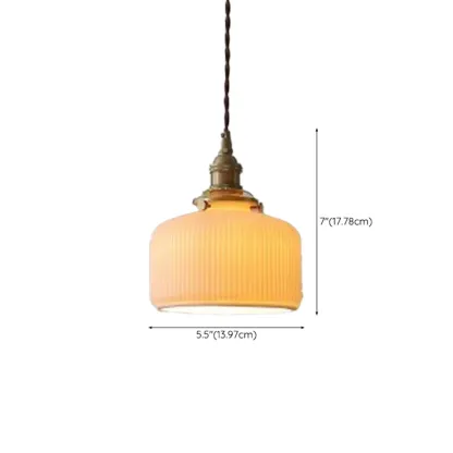Elegant Classic Ceramic Pleated Cone Pendant Lamp for Living Room Image - 16
