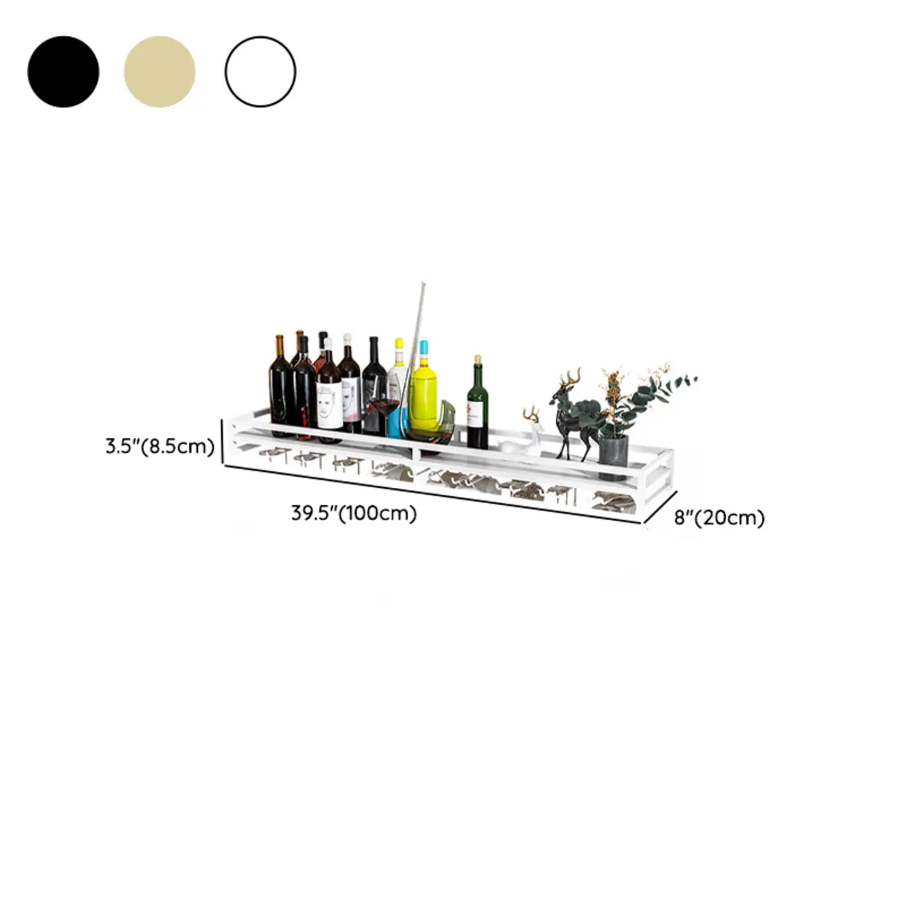 Simple Rectangle Black Wall Mounted Metal Wine Rack Image - 14 | homeyfad
