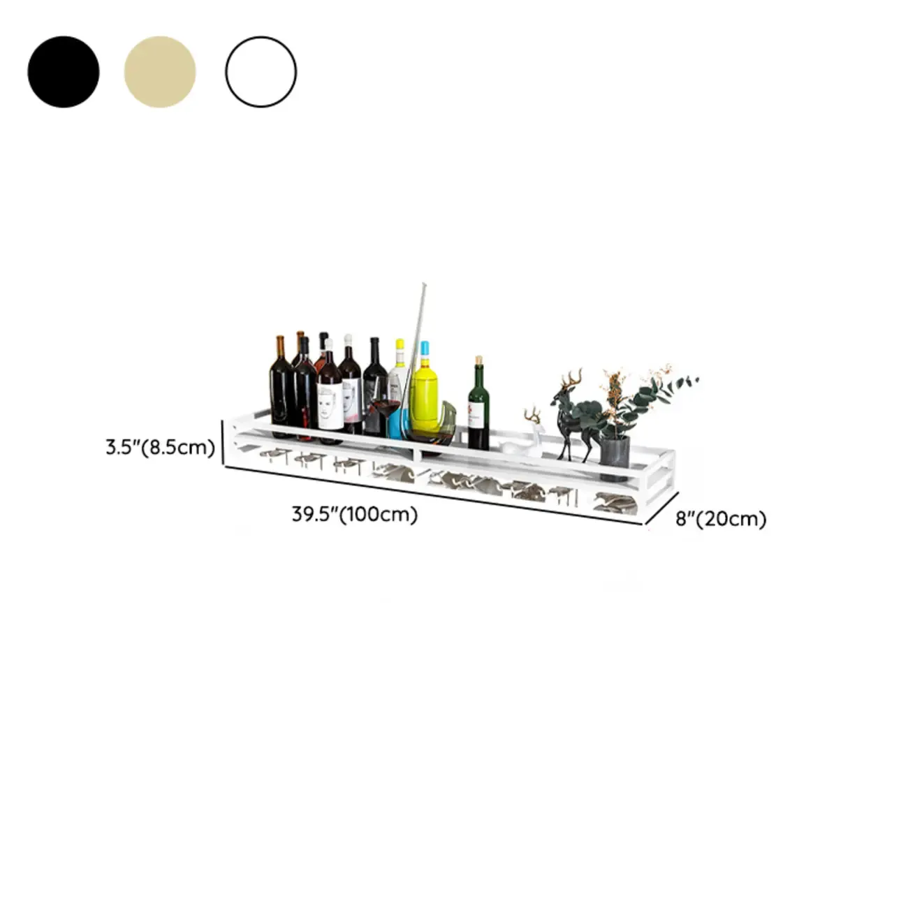 Simple Rectangle Black Wall Mounted Metal Wine Rack Image - 14