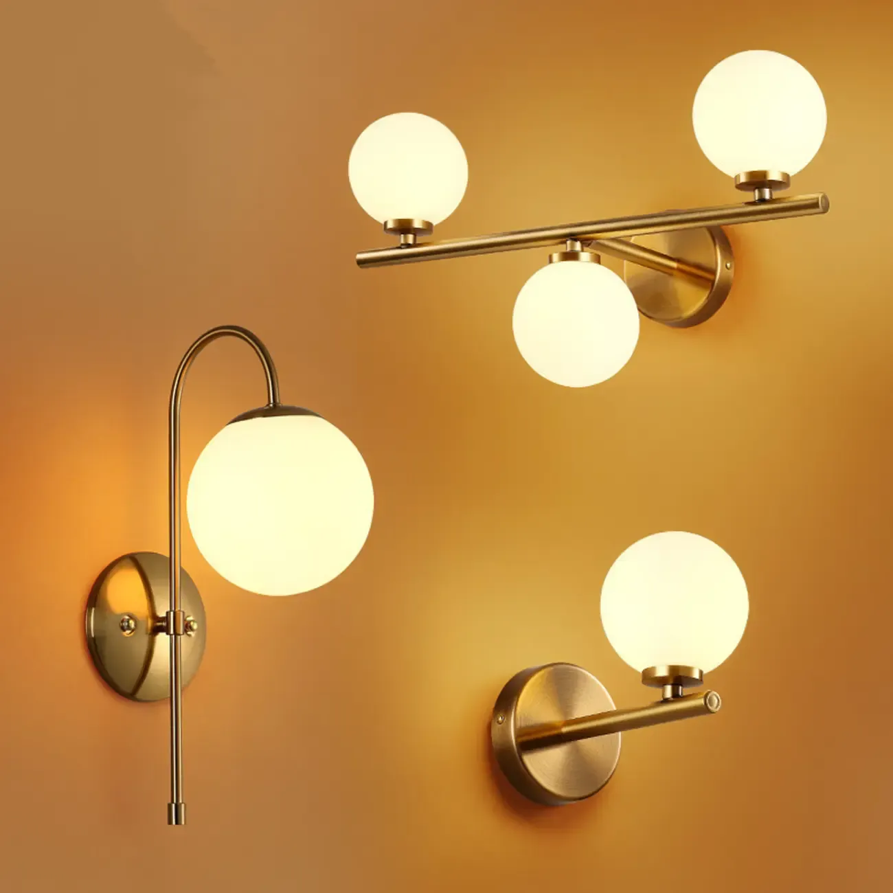 Medieval Vanity Mirror Light with Globe White Glass Shade Image - 6