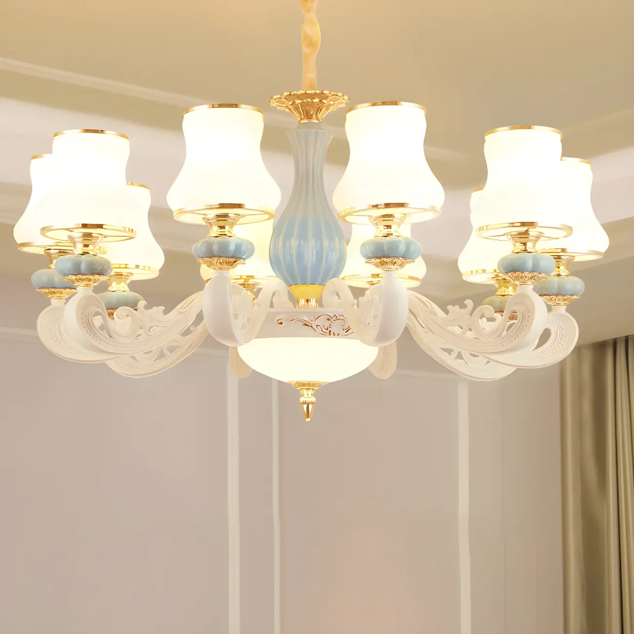 Vintage Elegant Adjustable Chandelier with Porcelain  Image - 18 | homeyfad