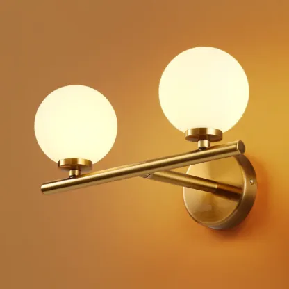 Medieval Vanity Mirror Light with Globe White Glass Shade  Image - 7
