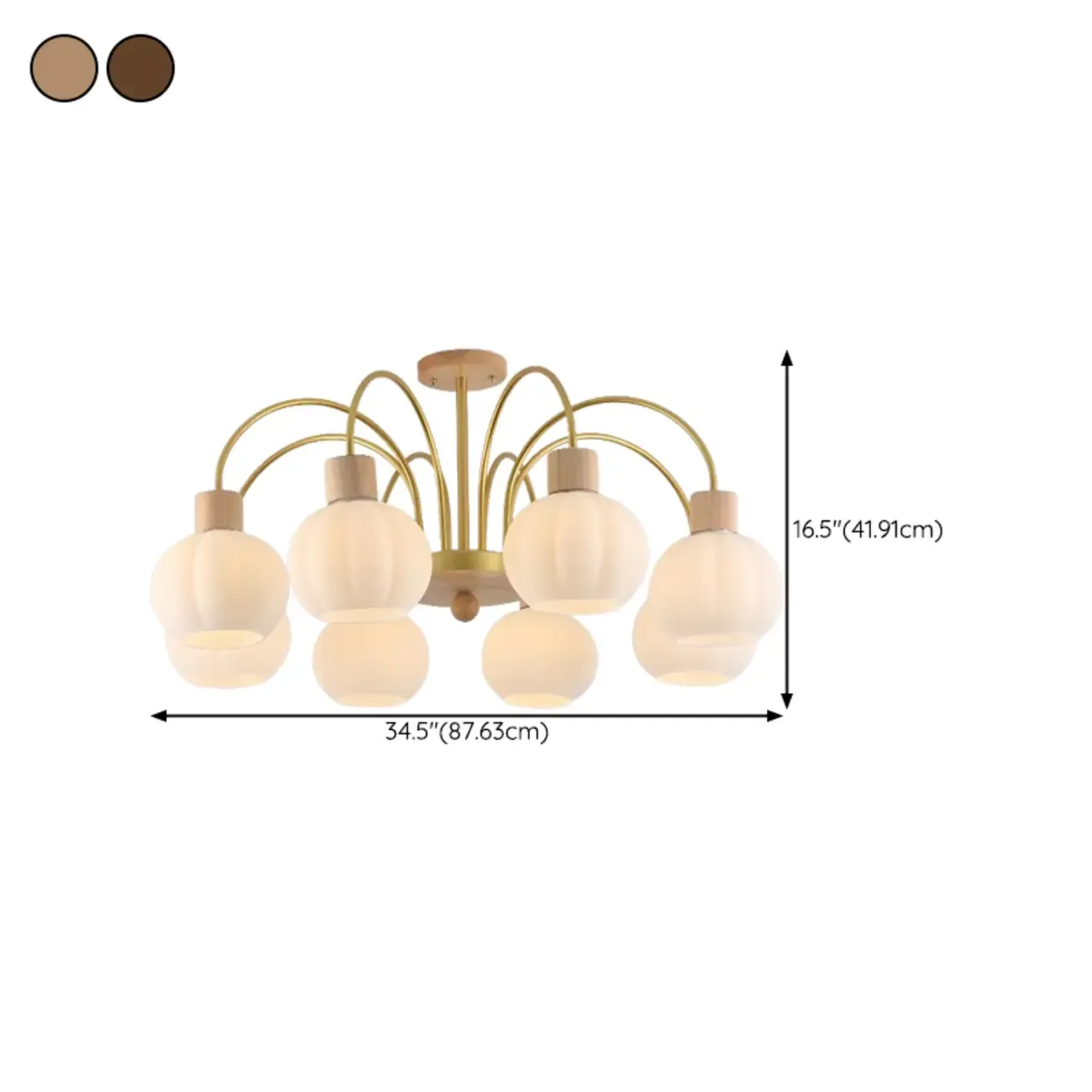 Modern Wood White Chandeliers with Glass Ball Shape  Image - 19