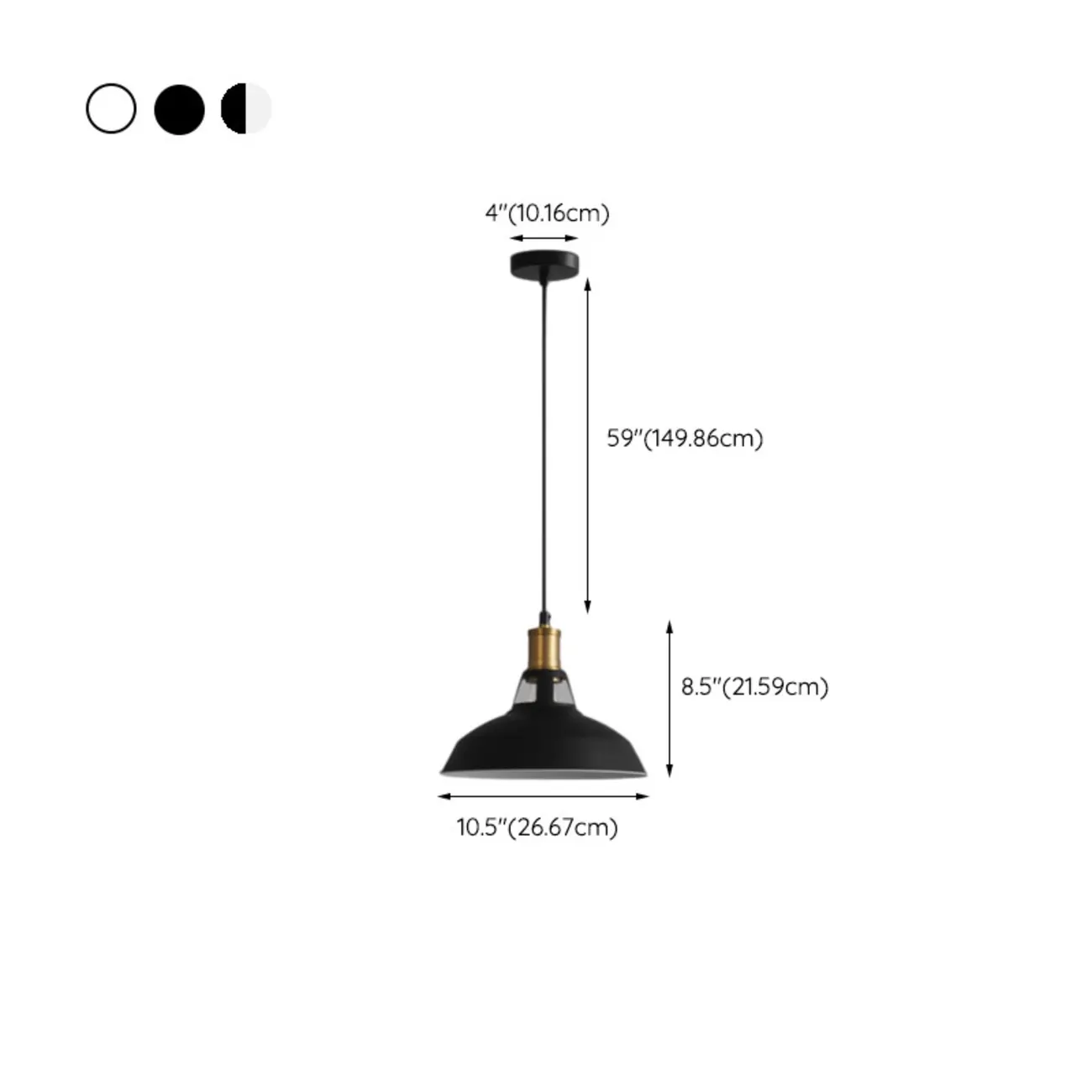 Industrial White Iron Dome Pendant Light for Living Room #size | homeyfad