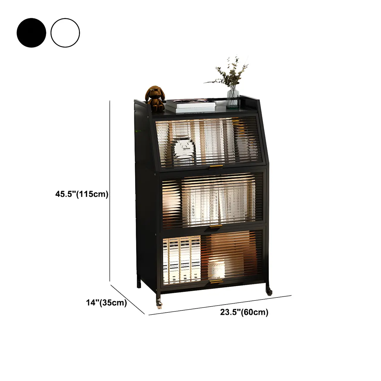 Modish Metal Black Bedside Cabinet with Clear Glass Doors Image - 21 | homeyfad