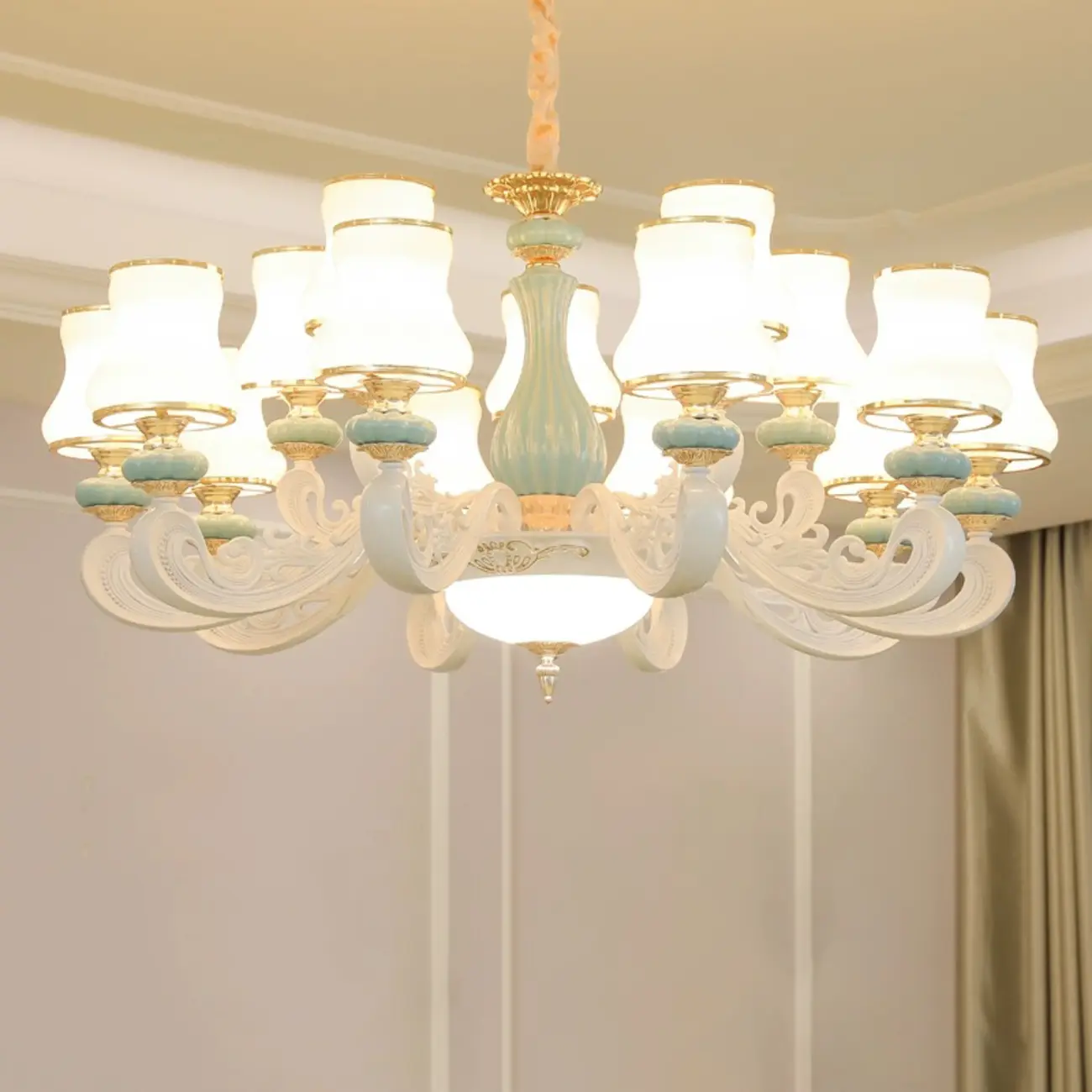 Vintage Elegant Adjustable Chandelier with Porcelain  Image - 19 | homeyfad