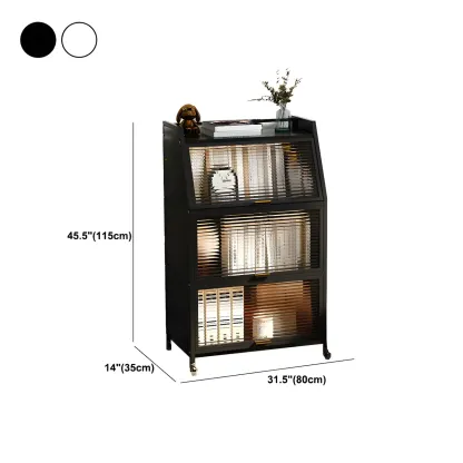 Modish Metal Black Bedside Cabinet with Clear Glass Doors Image - 22