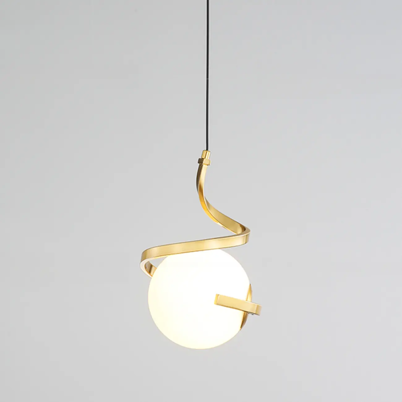 Designer White Ball Pendant Light with Metal Linear for Bedside Image - 8 | homeyfad