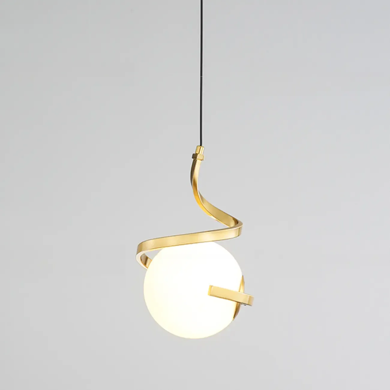 Designer White Ball Pendant Light with Metal Linear for Bedside Image - 8