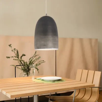Nordic Black Half-Oval Gradient Pendant Lamp for Restaurant Image - 1