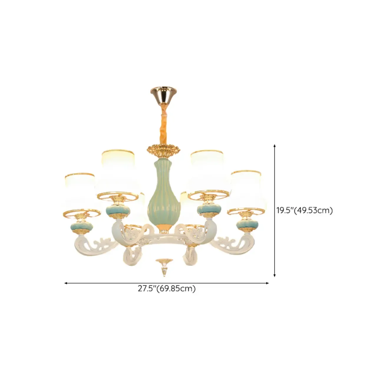 Vintage Elegant Adjustable Chandelier with Porcelain  #size