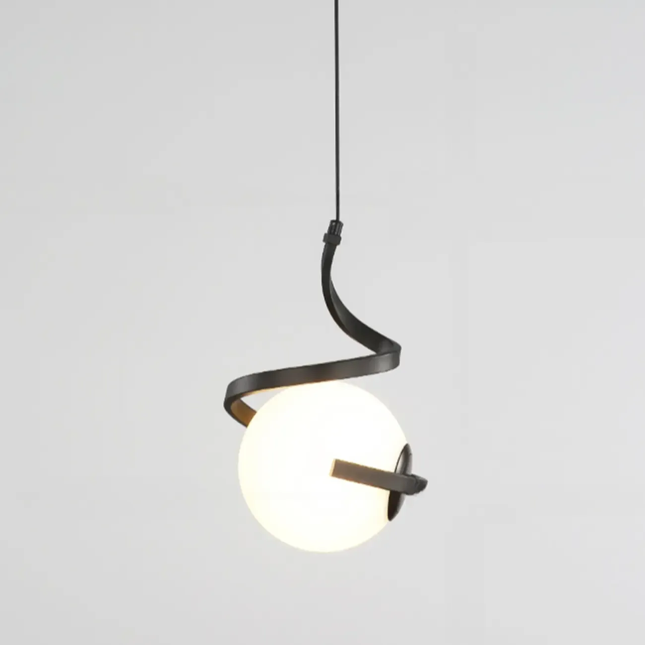 Designer White Ball Pendant Light with Metal Linear for Bedside Image - 9