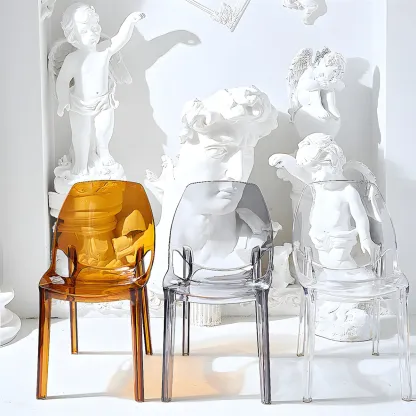 Plastic Dining Room Chair with Solid Back Transparent Side Chair Image - 13