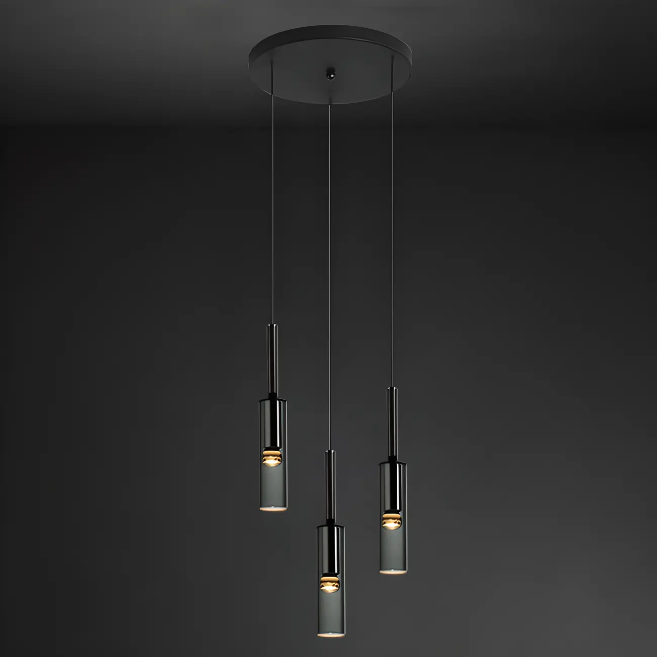Modern Black Glass LED Cylinder Pendant Light for Dining Room Image - 12 | homeyfad