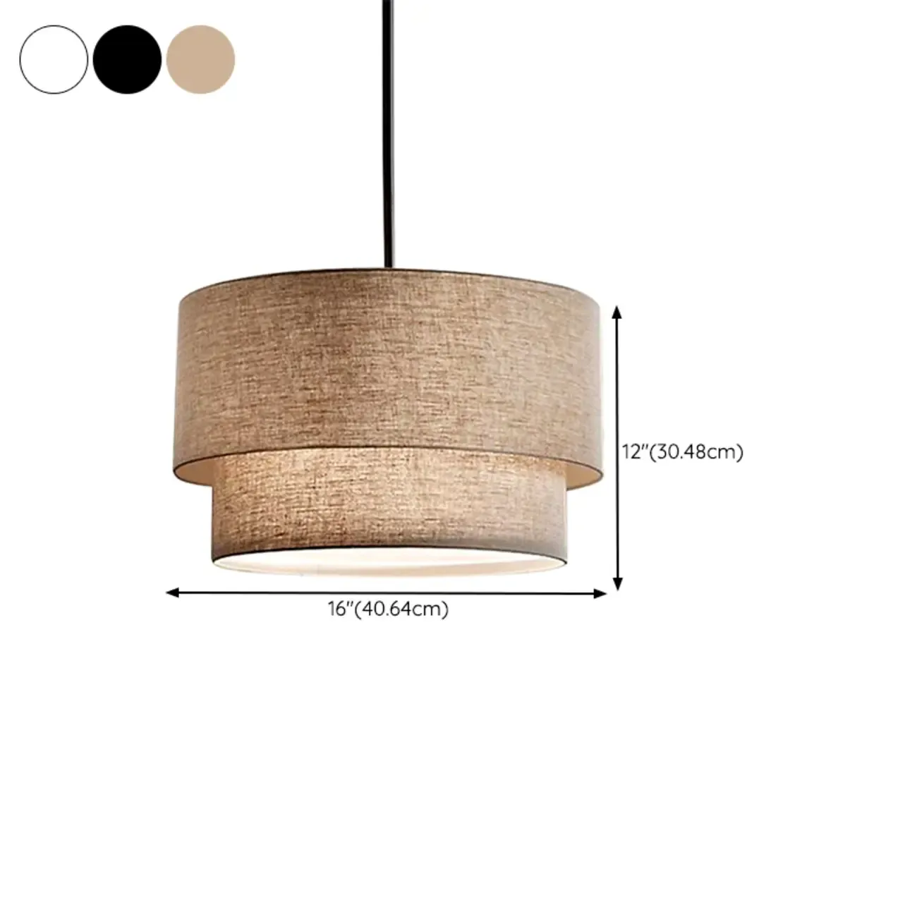 Modern 2 Tiers Fabric Drum Chandeliers for Living Room #size