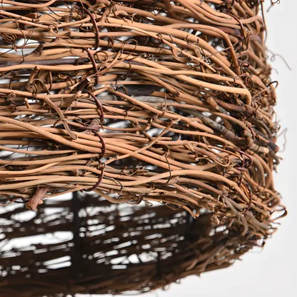 Natural Wood Woven Bowl Pendant Lamp for Indoor Spaces Image - 17