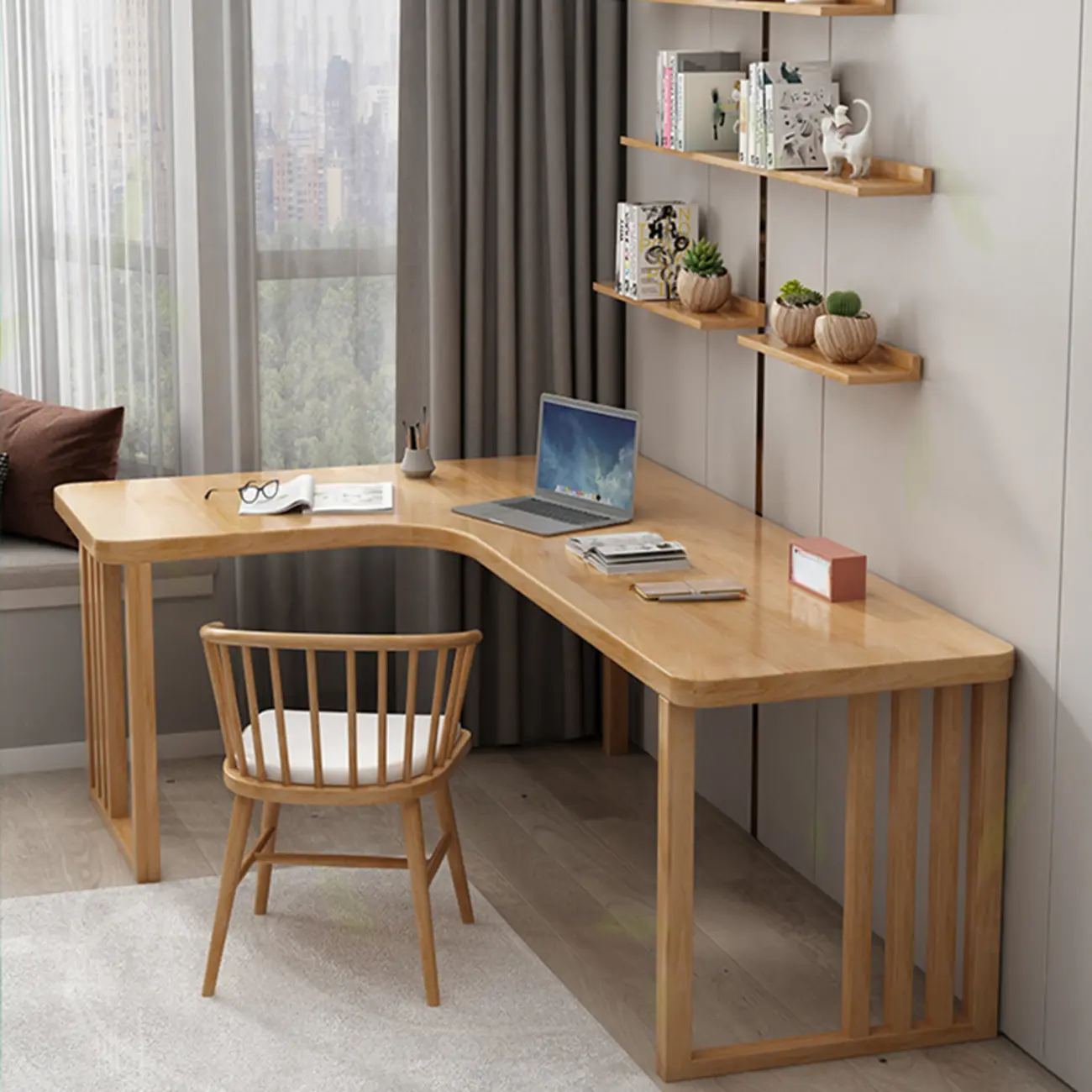 71" Modern L-Shape Wooden Writing Desk  Image - 1 | homeyfad