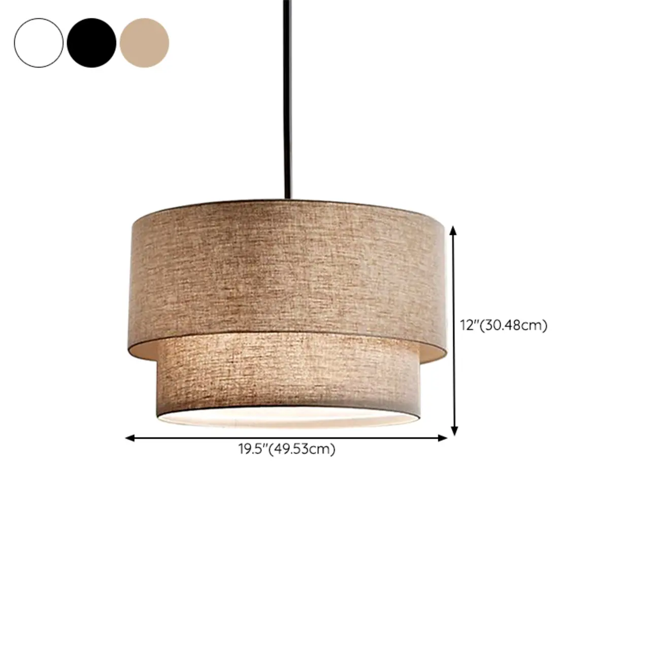 Modern 2 Tiers Fabric Drum Chandeliers for Living Room Image - 14 | homeyfad