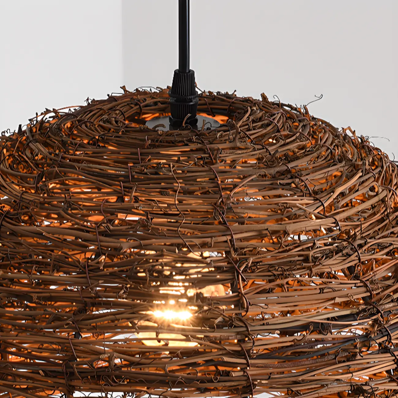 Natural Wood Woven Bowl Pendant Lamp for Indoor Spaces Image - 18 | homeyfad