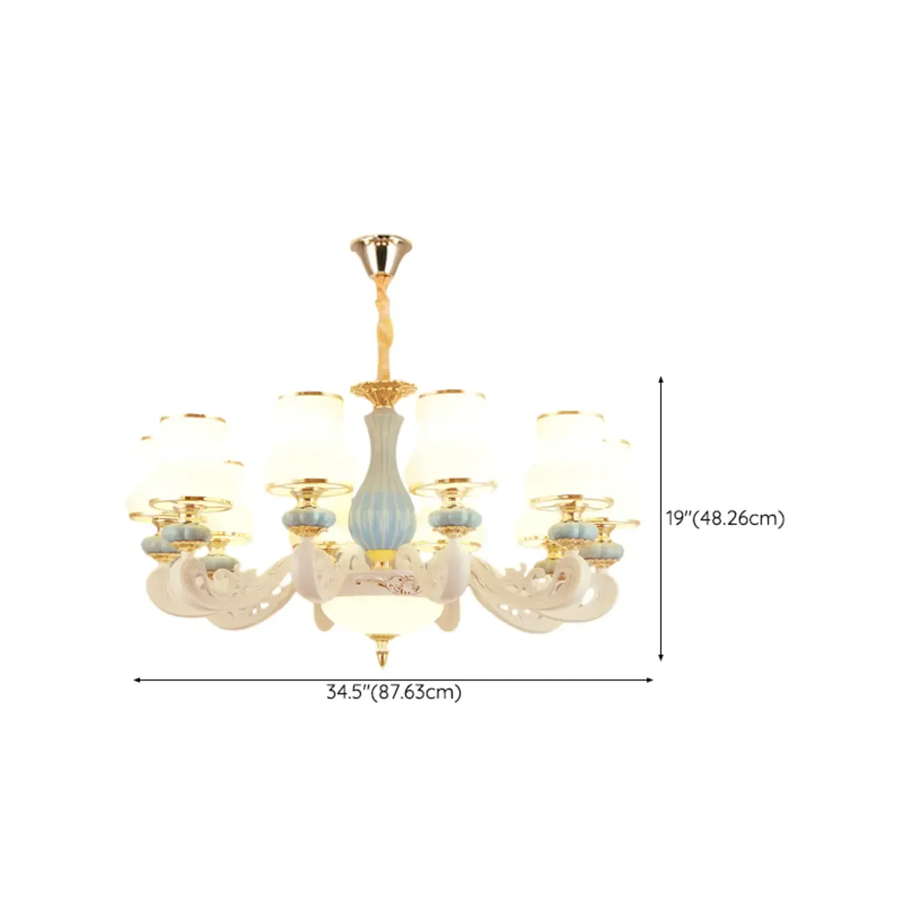 Vintage Elegant Adjustable Chandelier with Porcelain  Image - 23