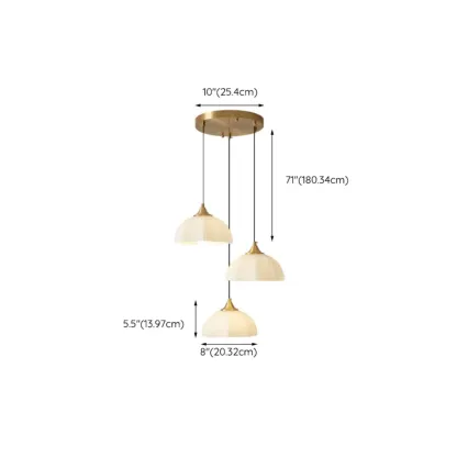 Cream Floral White Glass LED Pendant Lamp for Bedside Image - 20
