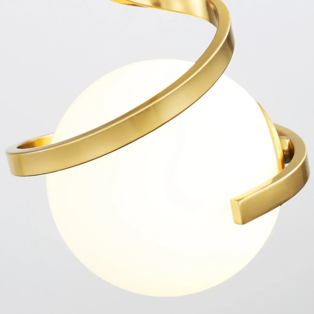 Designer White Ball Pendant Light with Metal Linear for Bedside Image - 11