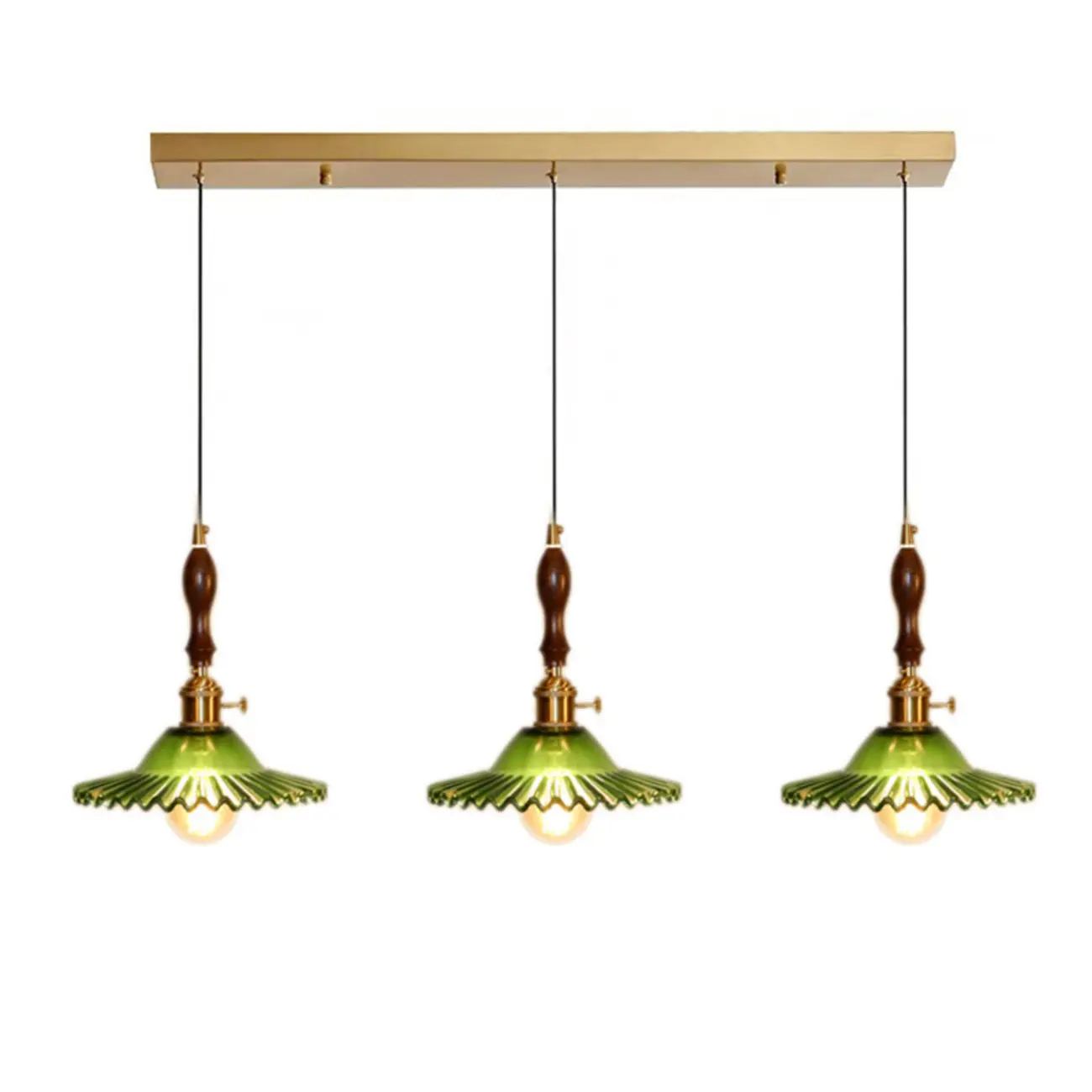vintage green glass pleated led pendant light for bedroom Image - 5 | homeyfad