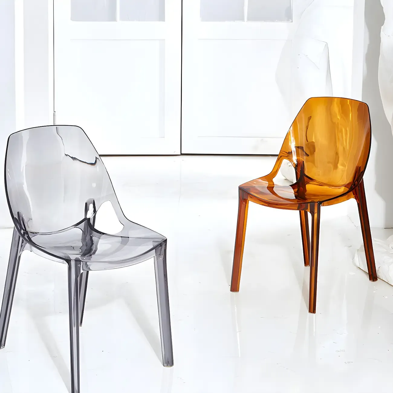 Plastic Dining Room Chair with Solid Back Transparent Side Chair Image - 15