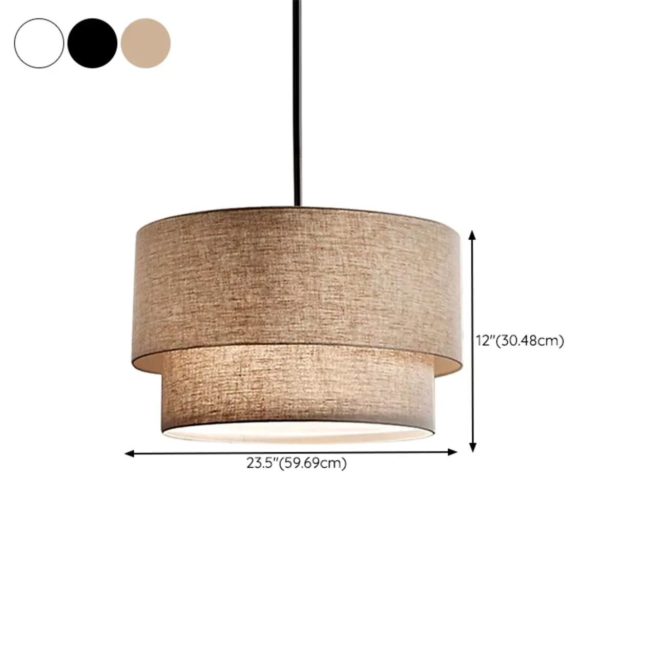 Modern 2 Tiers Fabric Drum Chandeliers for Living Room Image - 15 | homeyfad