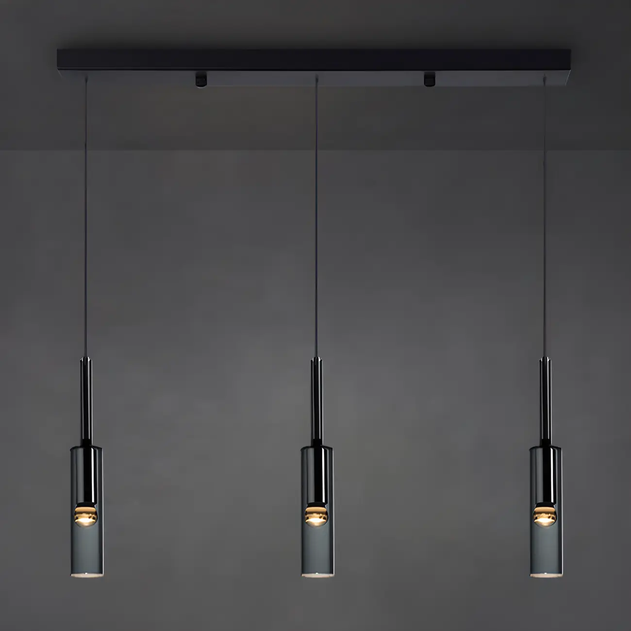 Modern Black Glass LED Cylinder Pendant Light for Dining Room Image - 14 | homeyfad