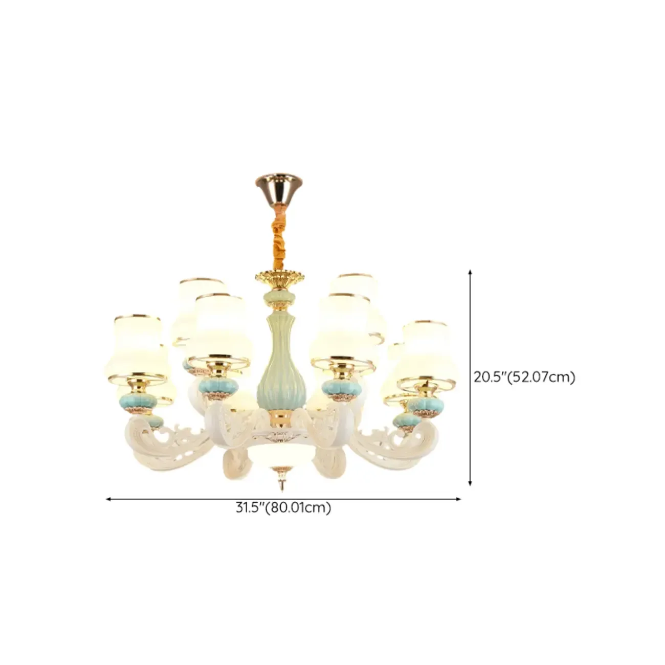 Vintage Elegant Adjustable Chandelier with Porcelain  Image - 24