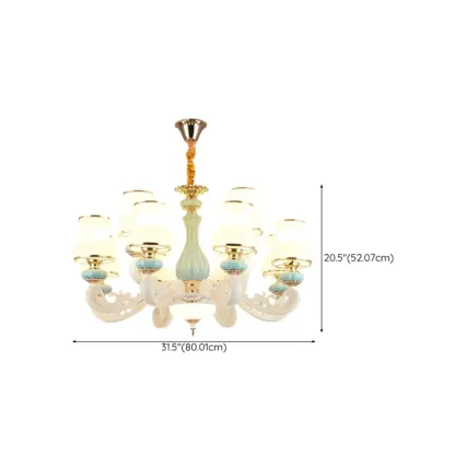 Vintage Elegant Adjustable Chandelier with Porcelain  Image - 24