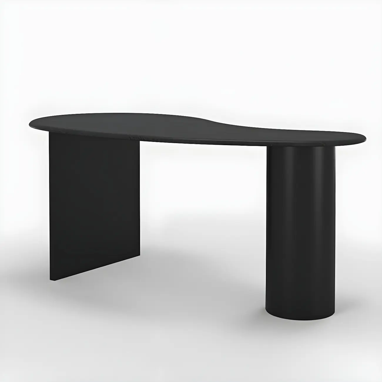 Modern Free Form Wooden Writing Desk with Pedestal Image - 7 | homeyfad