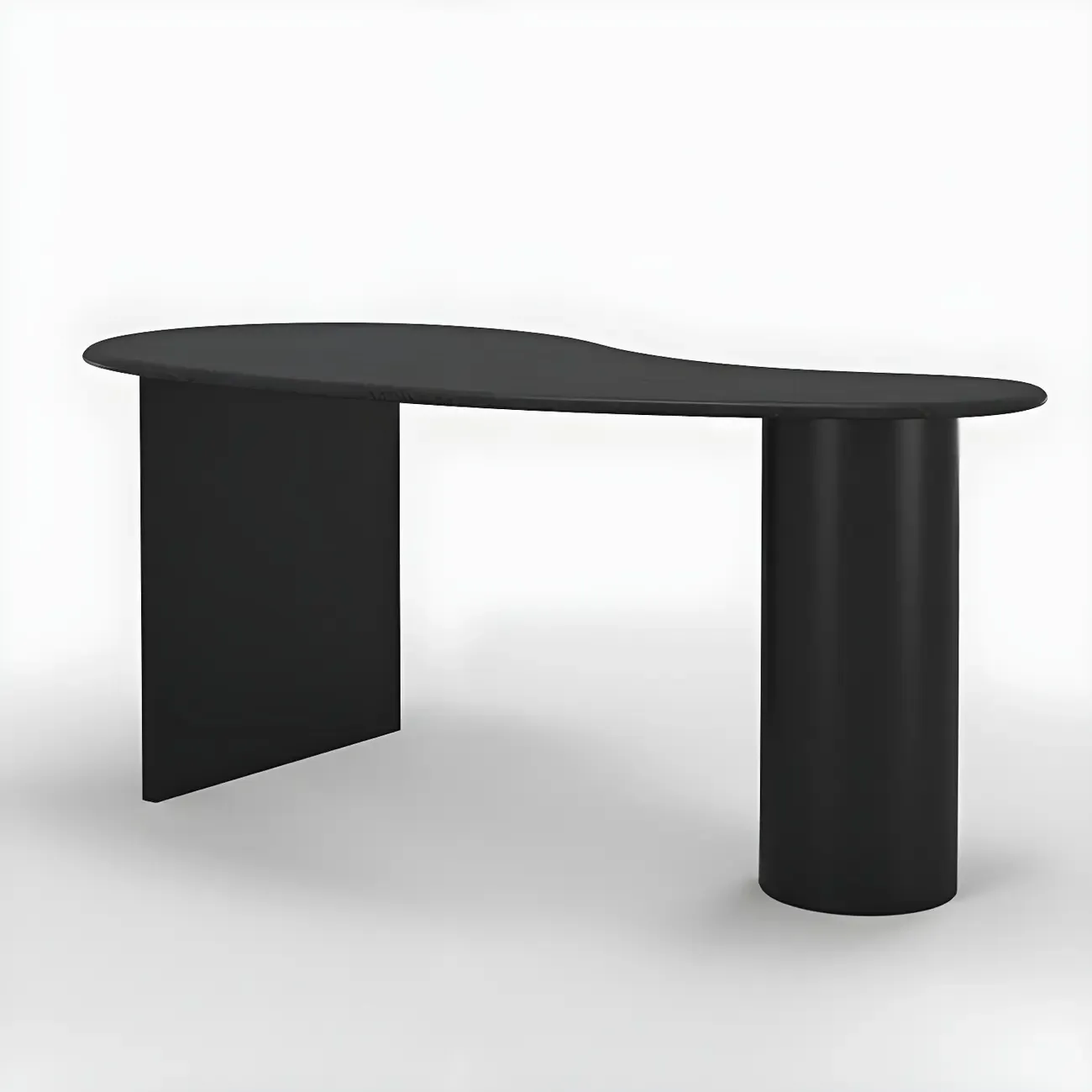Modern Free Form Wooden Writing Desk with Pedestal Image - 7