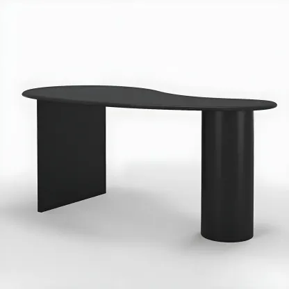 Modern Free Form Wooden Writing Desk with Pedestal Image - 7