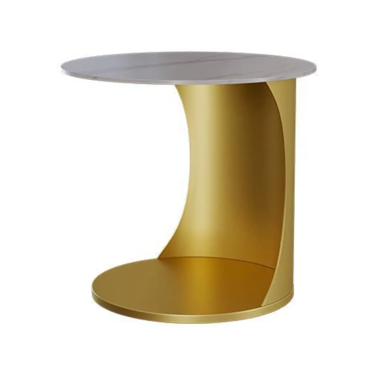 C Shaped Side Table Gold Round Table Image - 8 | homeyfad