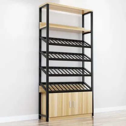 Wood Freestanding Wine Rack with Shelf and Drawer Image - 2