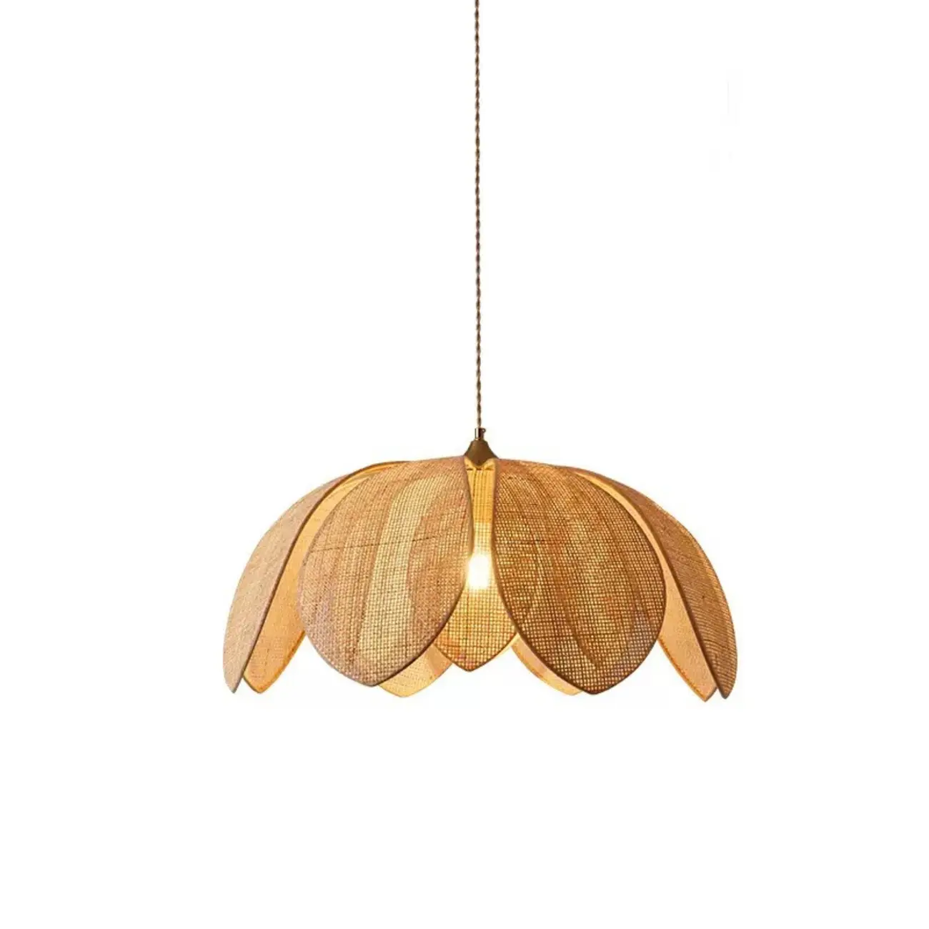 Designer handmade floral led pendant lamp with rattan petals for decor Image - 5 | homeyfad