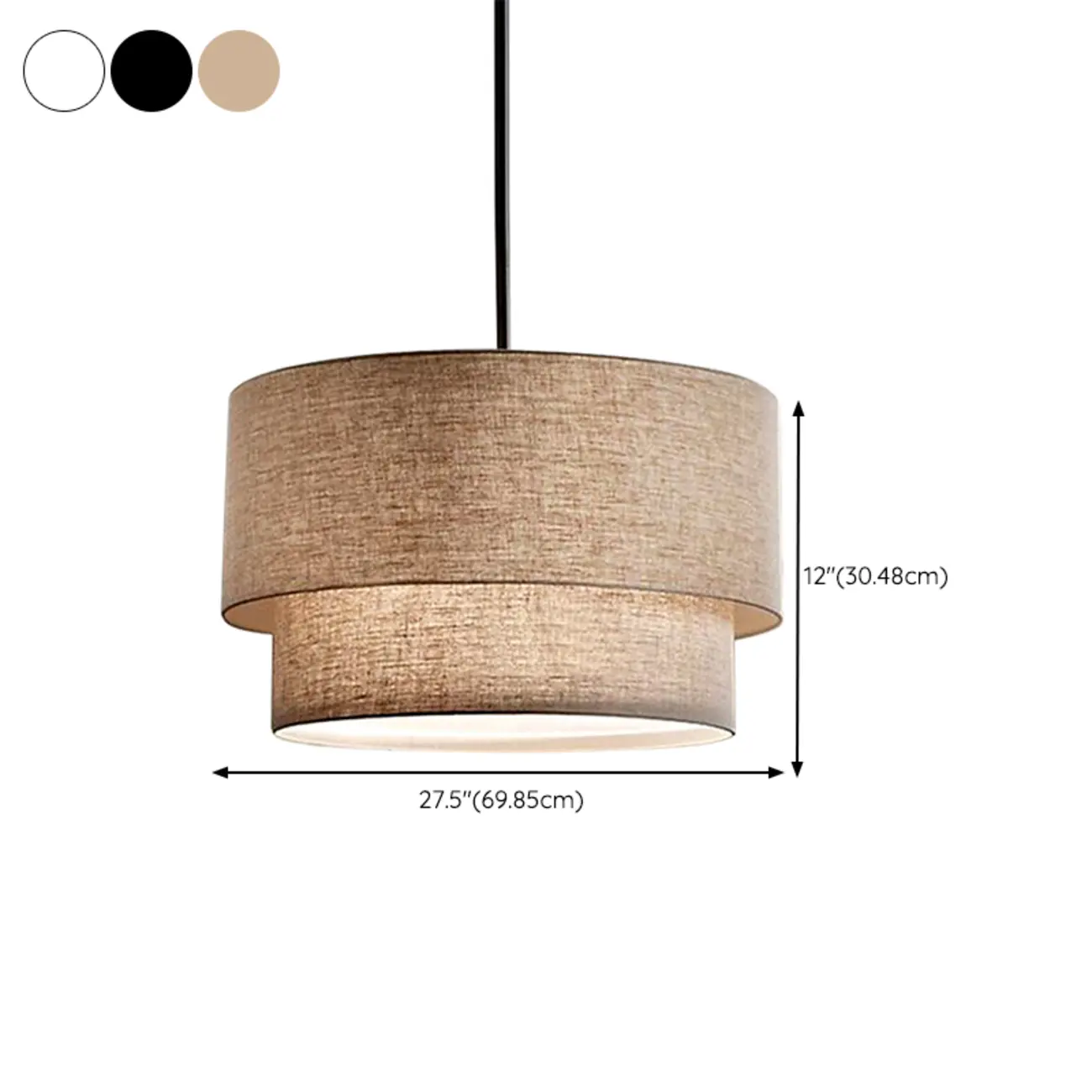 Modern 2 Tiers Fabric Drum Chandeliers for Living Room Image - 16 | homeyfad