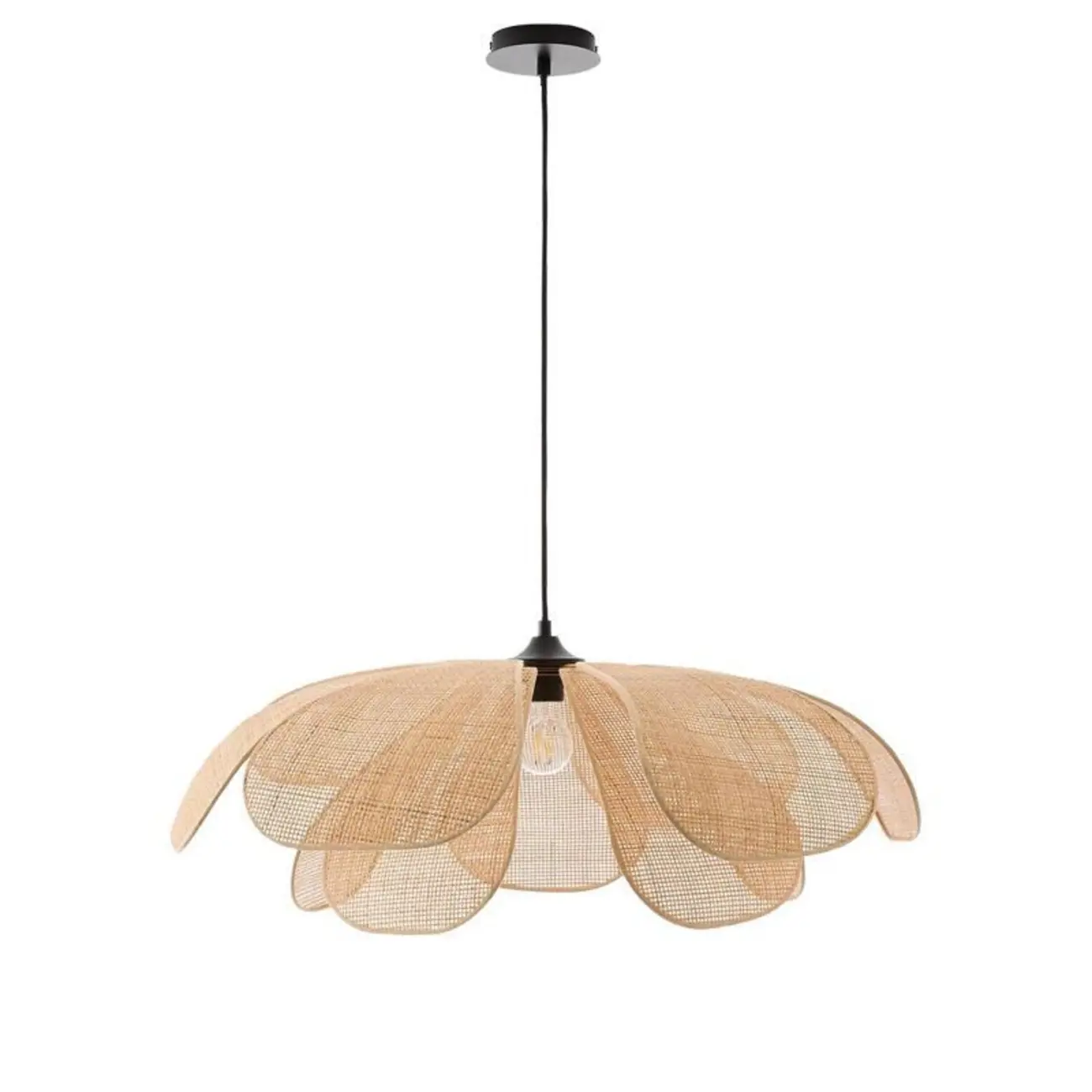 Designer handmade floral led pendant lamp with rattan petals for decor Image - 6 | homeyfad