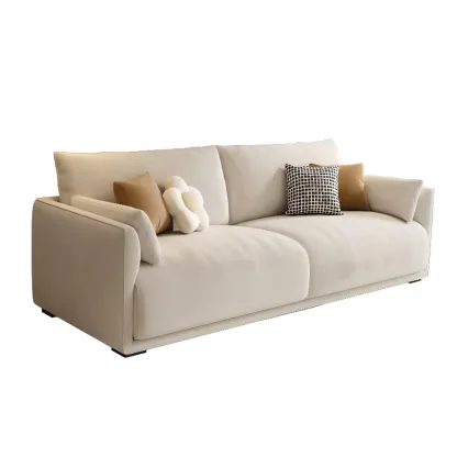 90.5"Modern Off-White Upholstered Loveseat 3 Seater Sofa for Living Room Image - 2