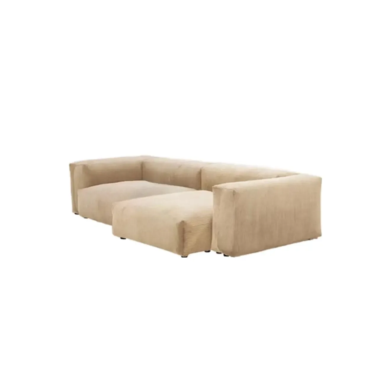 Modern Minimalist Auburn Corduroy Parlor Standard Loveseat Sectional Sofa Image - 5
