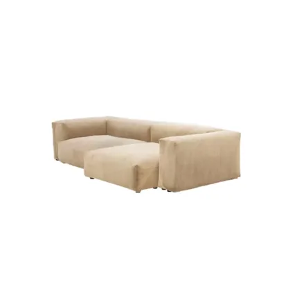 Modern Minimalist Auburn Corduroy Parlor Standard Loveseat Sectional Sofa Image - 5