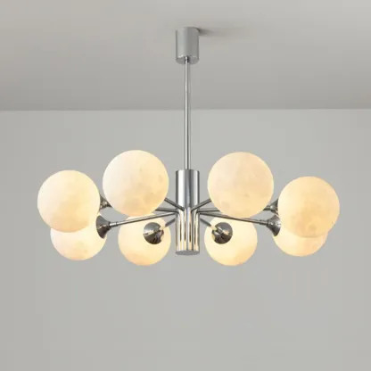 Modern Chrome Sputnik Chandelier with Globe Lampshade Image - 8