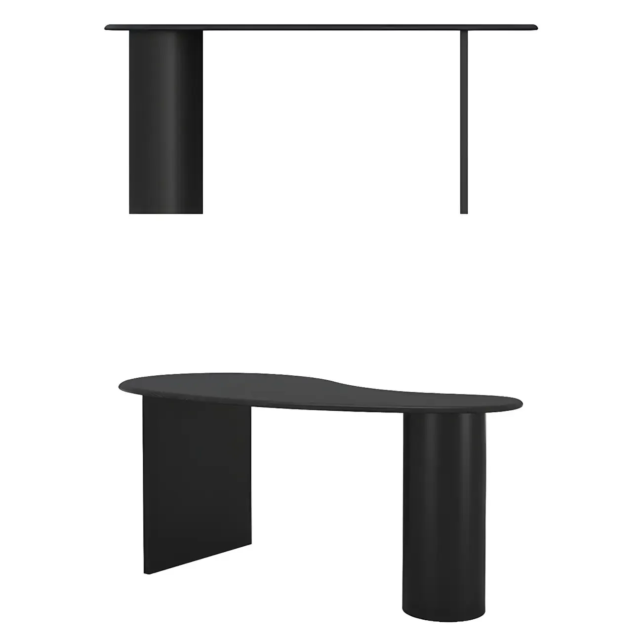 Modern Free Form Wooden Writing Desk with Pedestal Image - 9